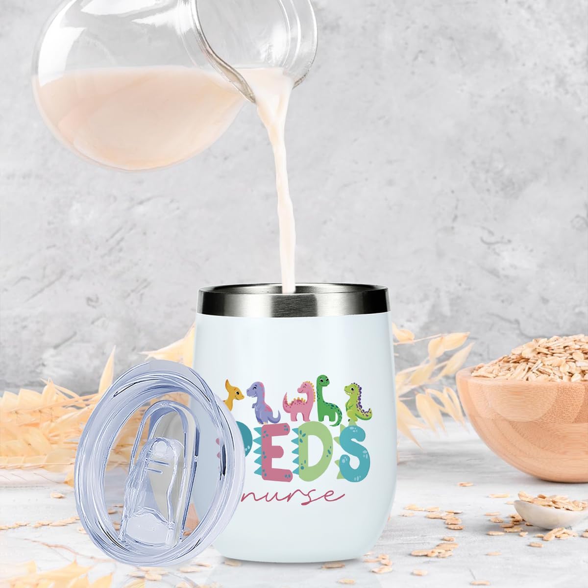 Cute Dinosaur Nurse Gifts 12 oz Tumbler, Wine Tumbler Insulated Wine Glass Nurse Accessories for Work Practitioner Nursing RN Gifts for Women Pediatric Nurses Nursing Nurses Week Christmas Birthday - Image 6