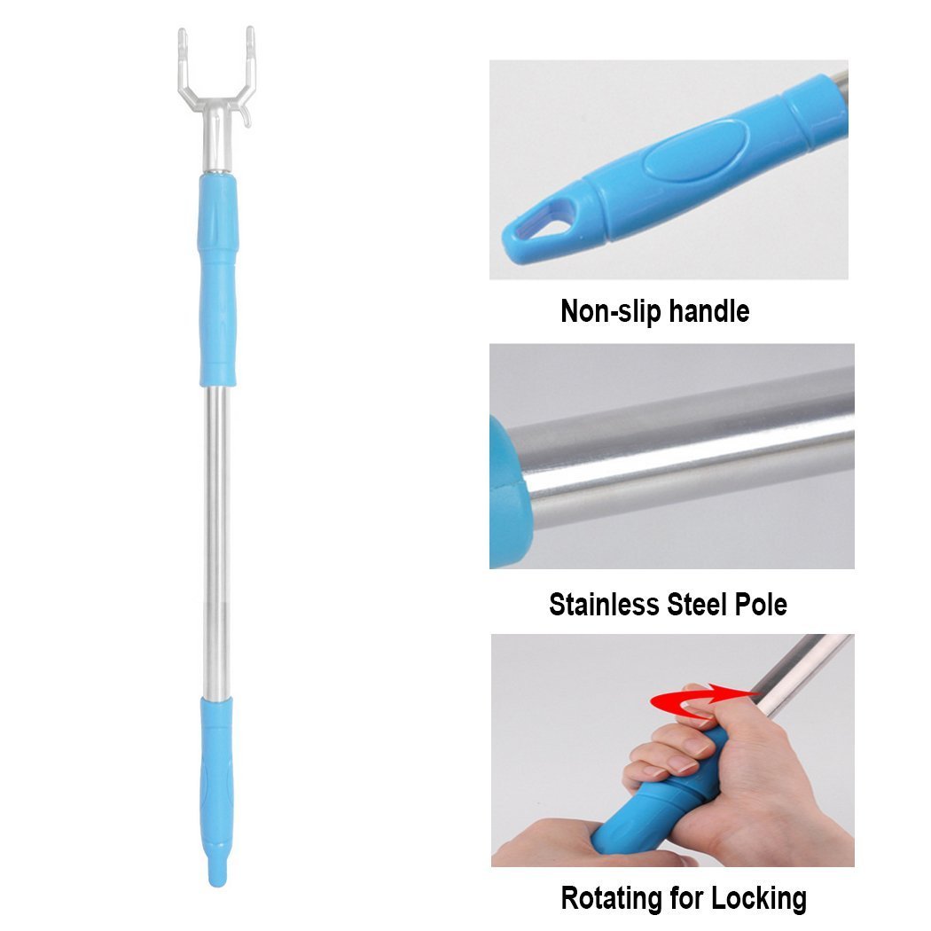 Flesser Reach Stick Pole with Hook 55" Extend Long Closet Pole