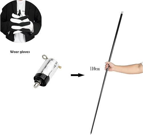 Miniatura 5 de sumrica Bastón mágico de bolsillo para mago profesional portátil, accesorios de trucos de magia para personal de artes de bolsillo (43.3-51.2 in