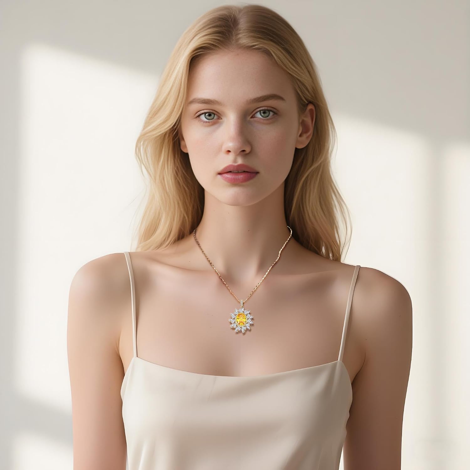 18K Gold Necklace with Stunning CZ Gemstone Gift for Women - A Dreamy and Captivating Accessory