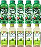 OKF Aloe Vera King Original & Coco Natural Drink 16.9-ounce Bottles (Pack of 10)
