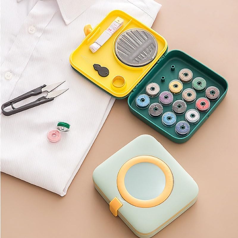 MVNOIRE ABS Portable Needle Thread Kit Home Set Travel Sewing Tools Storage Box