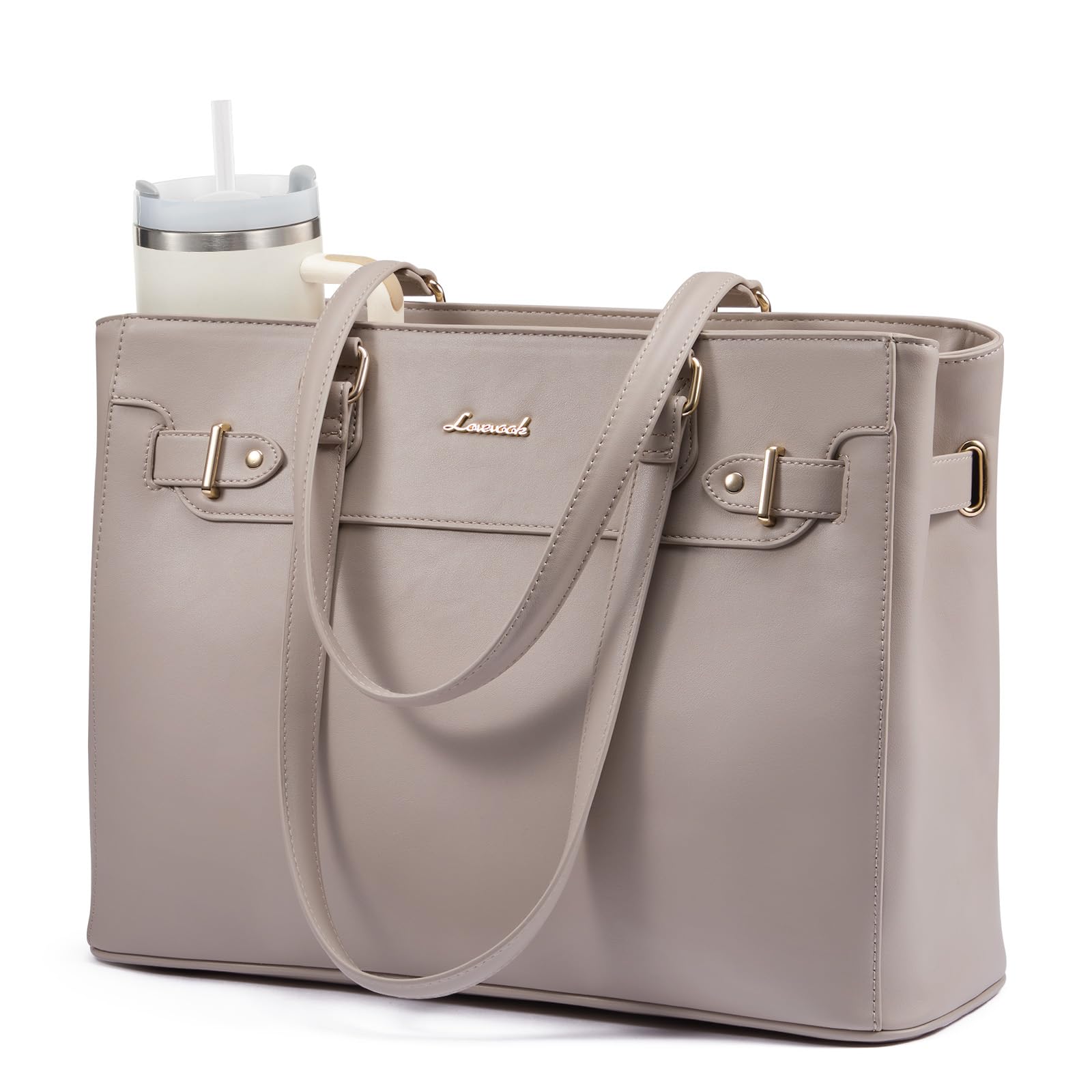 LOVEVOOK Handtasche Damen Mittelgroß, 15,6" Shopper Tasche Arbeitstasche Elegant Laptoptasche Groß, PU Leder Tote Bag Women Lehrertasche Aktentasche mit Laptopfach für Business, Schule, Büro