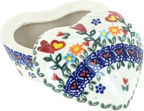Miniatura 5 de Caja de corazón pequeña de cerámica polaca de rosas azules Bluebird Garden