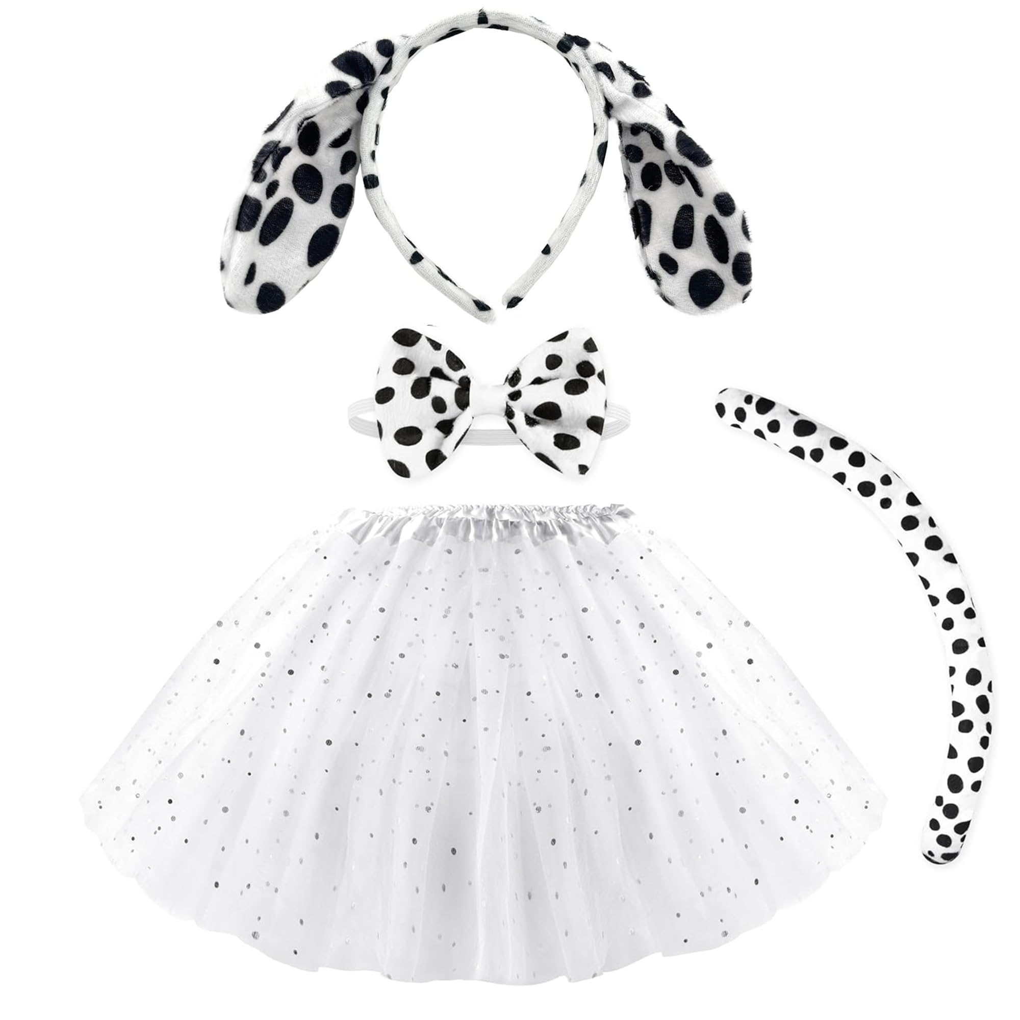 Disfraz Animal para Niña y Adulto con Diadema Cola de Animal Pajarita y Falda Tutu, Disfraz de Animales para Carnaval 4pcs