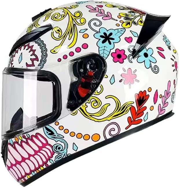 Casco de motocicleta de cara completa Flower Smile DOT aprobado para motocicleta, ciclomotor, bicicleta de calle, equitación, motocross, carreras,