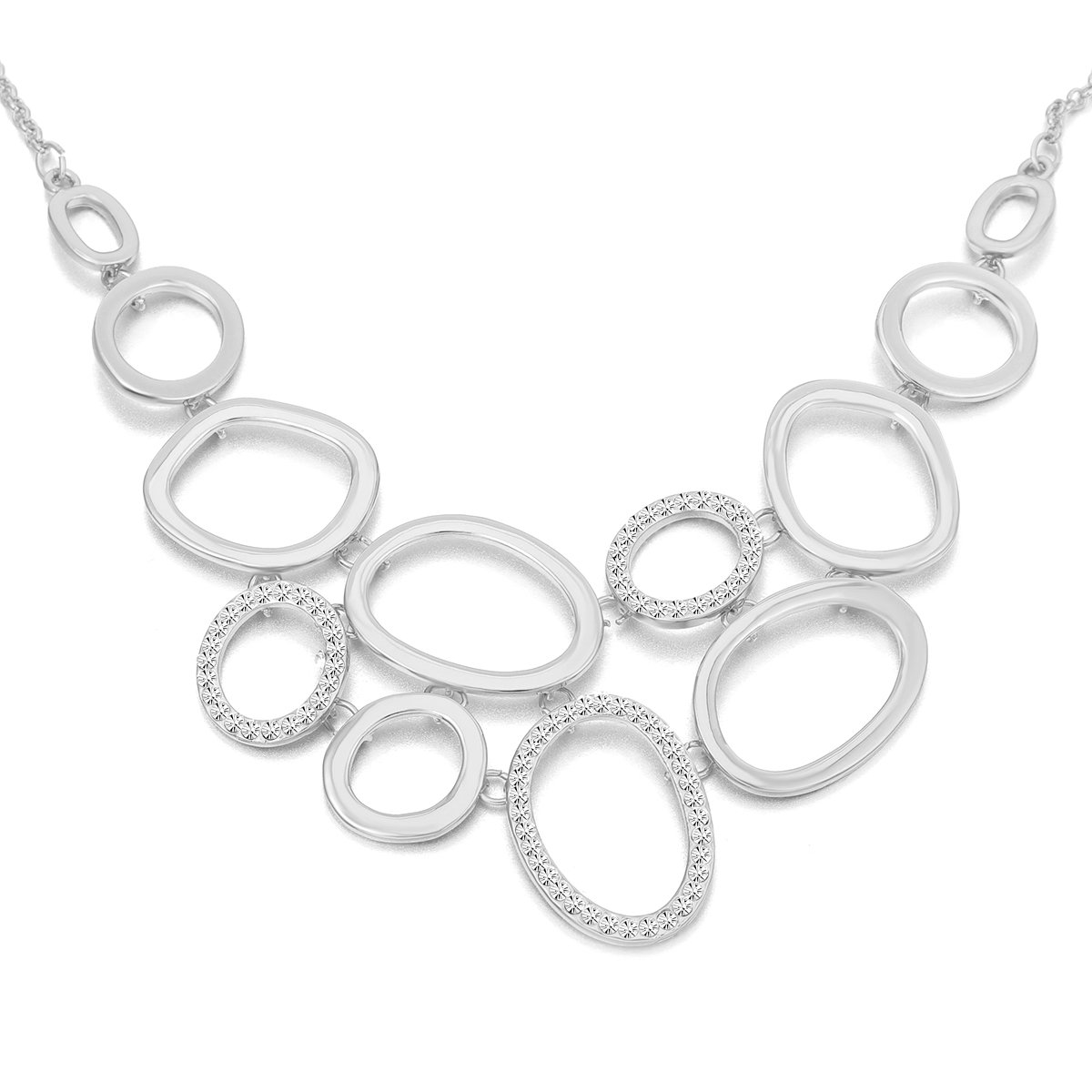 Collana donna, catena di anelli Collana pendente per ragazze Collana lunga catena di dichiarazione con collana di cristallo strass brillante