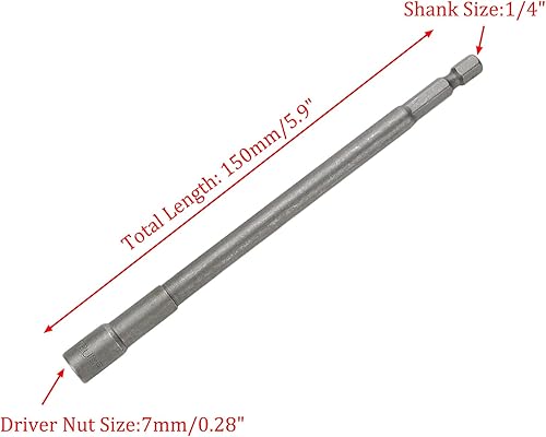 Miniatura 2 de Juego de brocas hexagonales magnéticas para tuercas de alimentación de 0.276 in, extensión de enchufe hexagonal métrico largo, 2 unidades