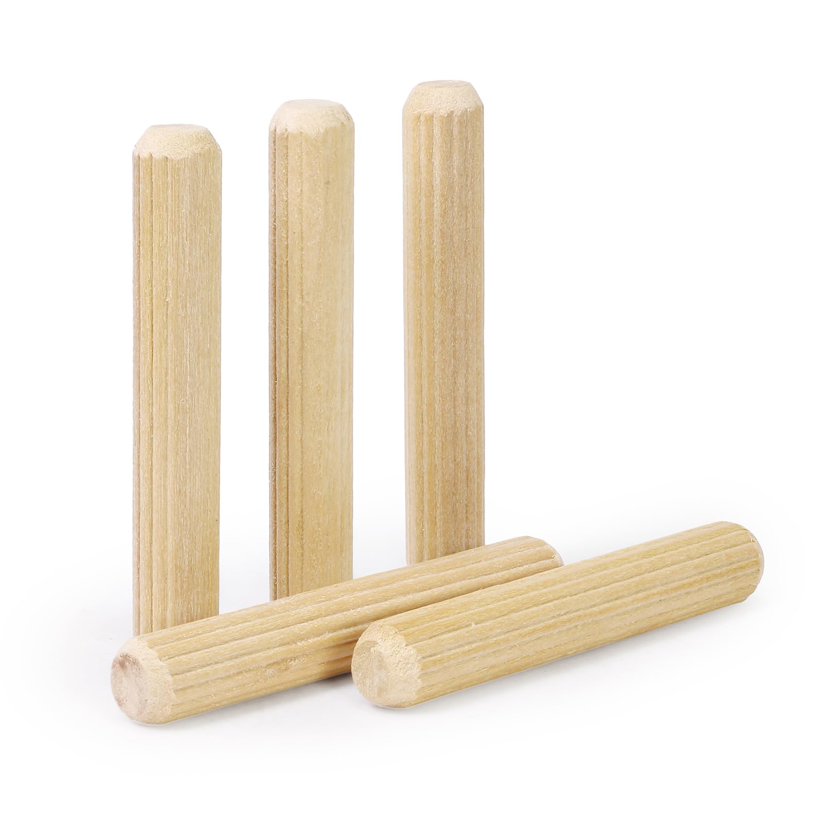 5/16" x 2" Wooden Dowel Pins, FoDau770 Fluted Wood Dowel Rods, Natural Beech Wood Dowel Pegs for Crafts, Woodworking, DIY Furniture - 100 Pieces