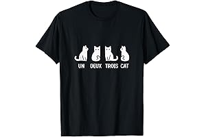Funny Un Deux Trois Meow Kitty Cat T-Shirt