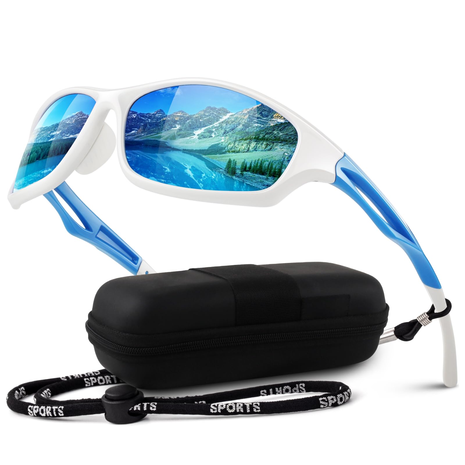 LINVO Sonnenbrille Herren Polarisiert Verspiegelt Sportbrille Autofahren Angeln Fahrradbrille mit 100% UV400 Schutz Cat 3 CE