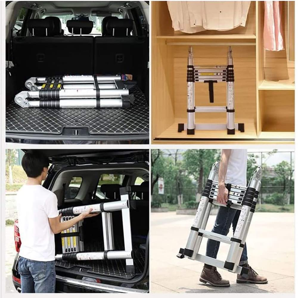 Scale Telescopiche A-Frame, Scala Allungabile in Acciaio Inossidabile, Scaletta Pieghevole Multiuso Portatile, Capacità di Carico 150KG, per Decorazione, Pittura, Fai da Te (1.9M + 1.9M)