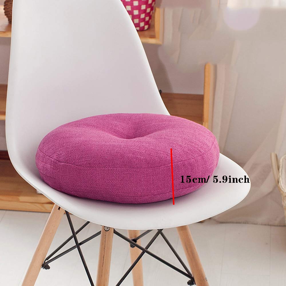 Tondo Cuscino Seduta, Cuscino Tatami In Cotone Lino, Cuscini per Sedie Morbidi e Spessi per Sedia Cuscino per Divano Divano Ufficio, Cuscino Sfoderabile e Lavabile,Redbrown,70cm(28inch)