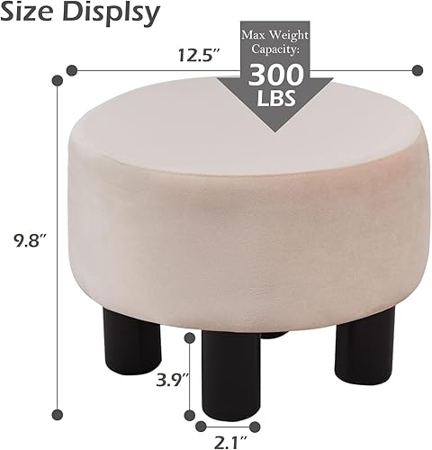 Miniatura 3 de Cpintltr Taburete otomano de terciopelo para sofá, escritorio, reposapiés suave acolchado con patas de pino antideslizantes, muebles de varios