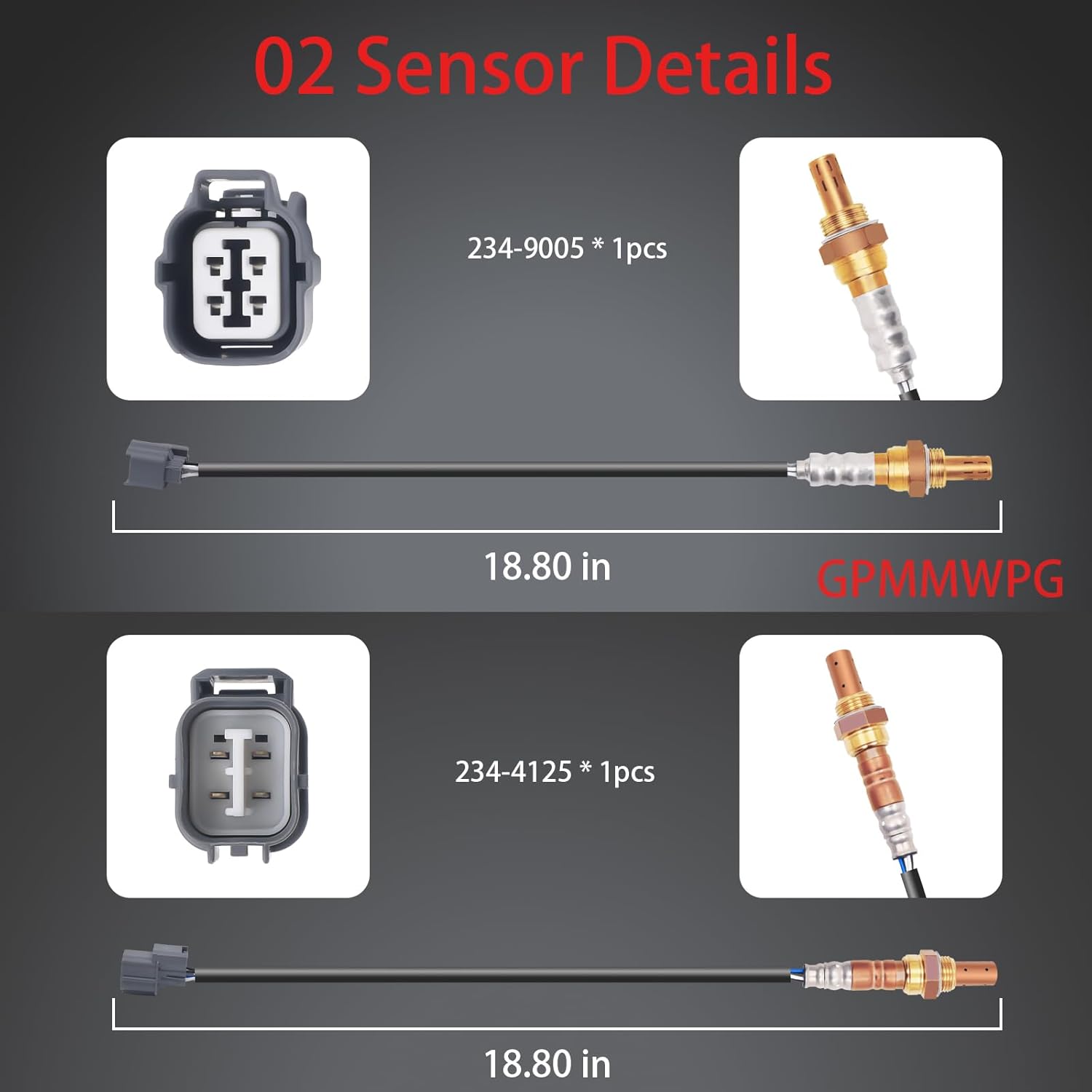 2PCS O2 Sensor 234-9005 234-4125, 02 Sensor, Automotive Replacement Oxygen Sensor Compatible with Honda for CR-V 2002-2004