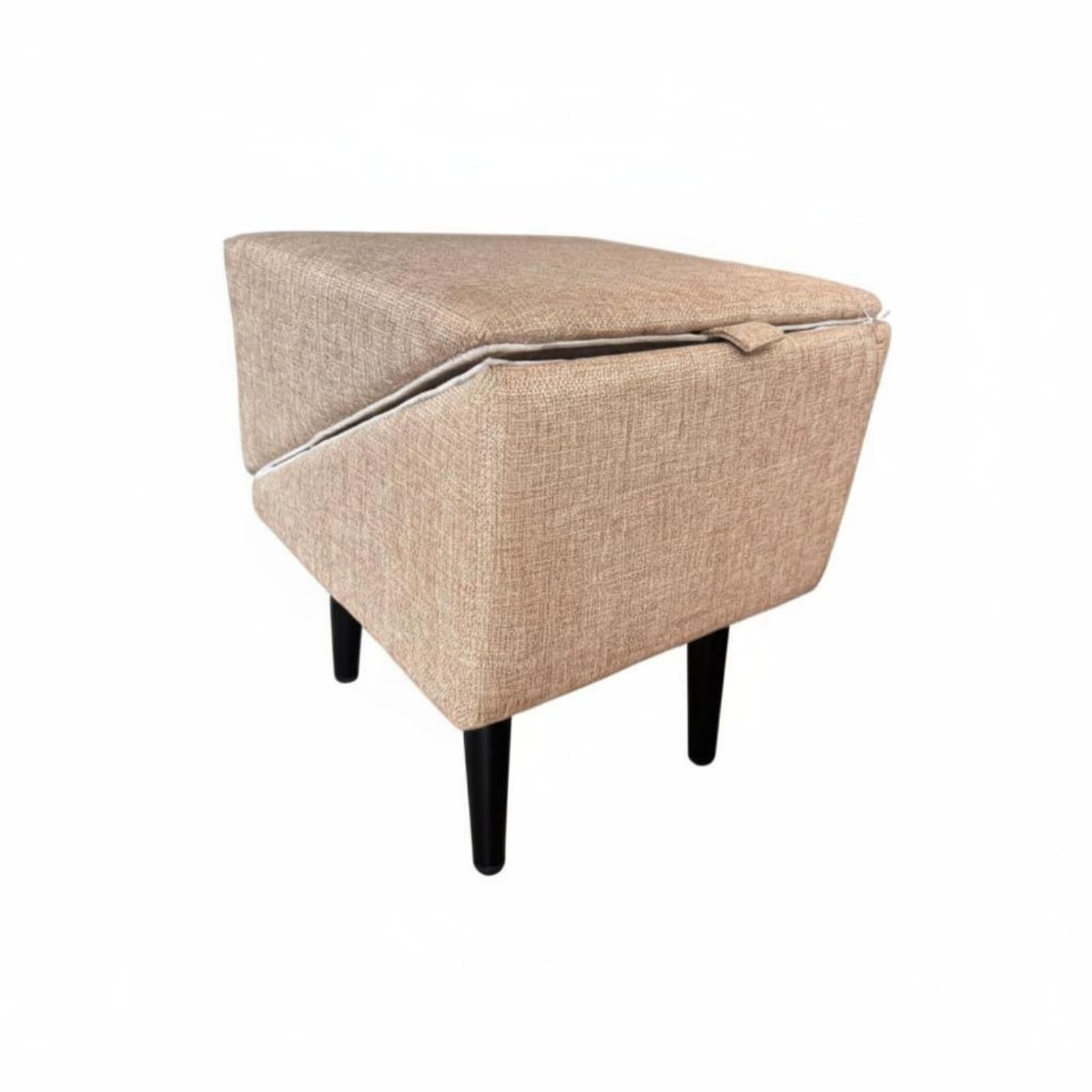Qianly Dog Stair Ramp Space-Saving Foldable Dog Ramp Non-Slip Wooden Animal Step Stool for Small Dogs, Khaki, Linen