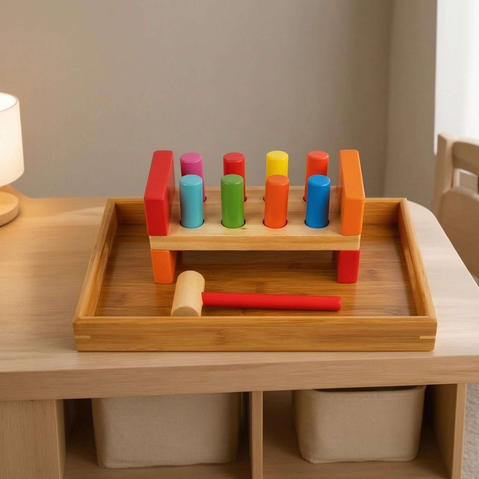 Amagogo Gioco di Motricità Motricità Fine Pioli Colorati Resistente Gioco a Martello con Pioli Sicuro Giocattolo per Bambini Piccoli