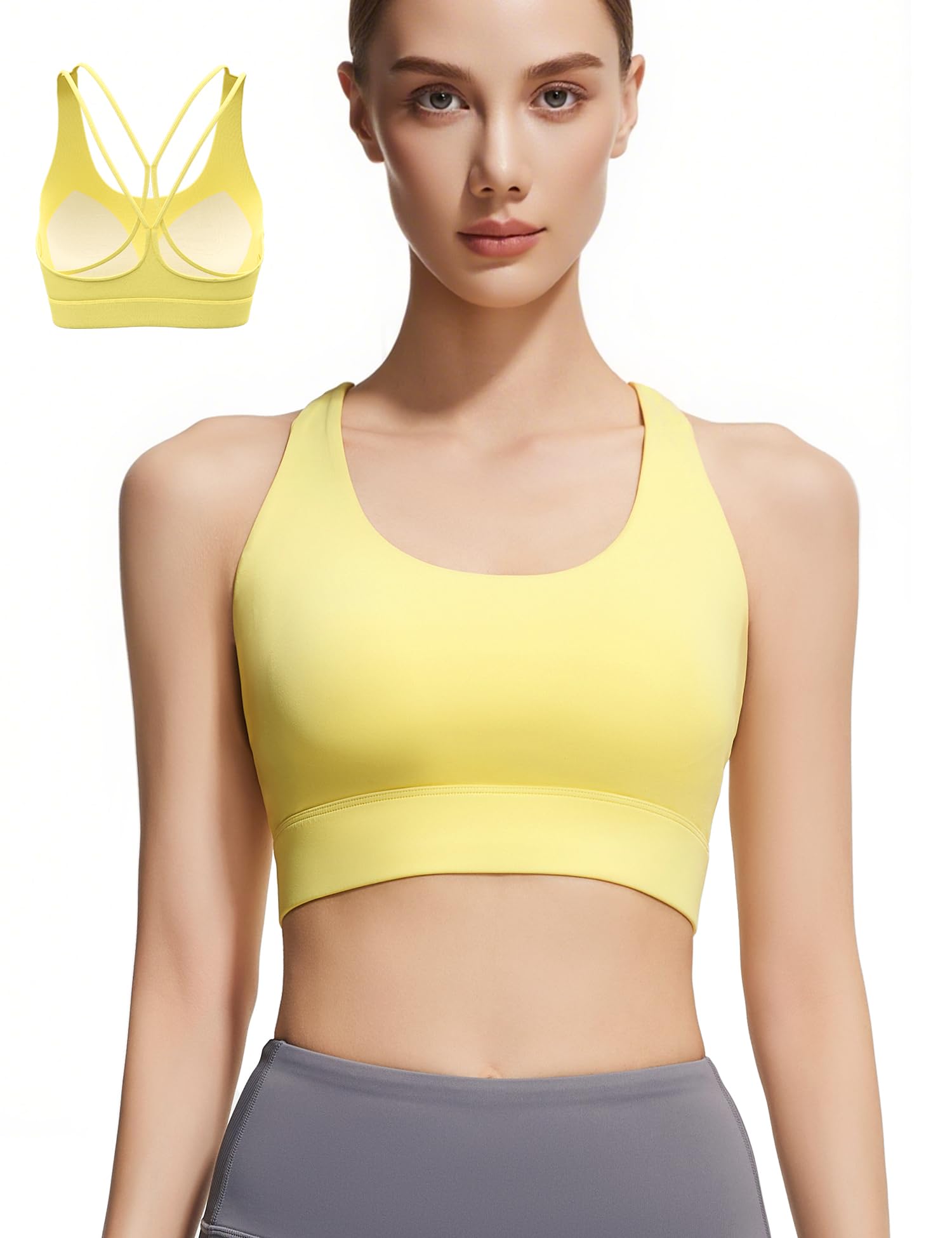 venzina Women's High Support Sports Bra | Criss-Cross Back & Mesh Panels | Fixed Pads for No Spillage | High Impact Workout Top for Gym, Running, Yoga-picture-54