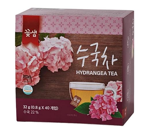 Hoja de hortensia pura orgánica natural (1 caja (40 bolsitas de té) - Bolsas de té envueltas individualmente