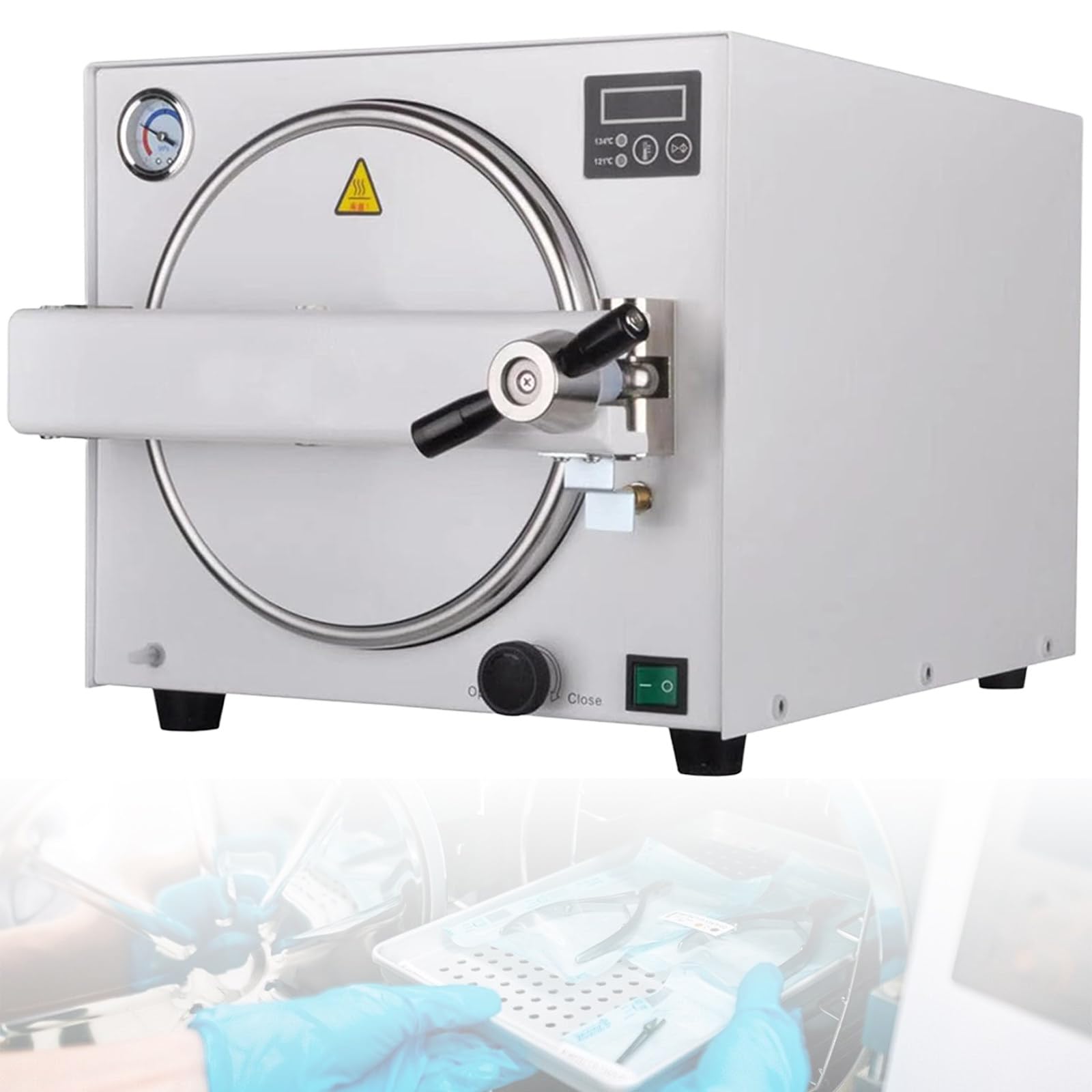 Sterilizzante Autoclave A Vapore 18L, Macchina per Pulizia da Laboratorio in Acciaio Inossidabile, con Display Digitale a LED, per La Macchina del Laboratorio