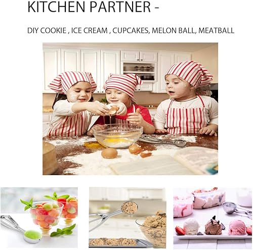 Miniatura 5 de Cuchara para galletas de acero inoxidable 188 para hornear - Tamaño grande - Cuchara para masa de galletas duradera - 4 cucharas