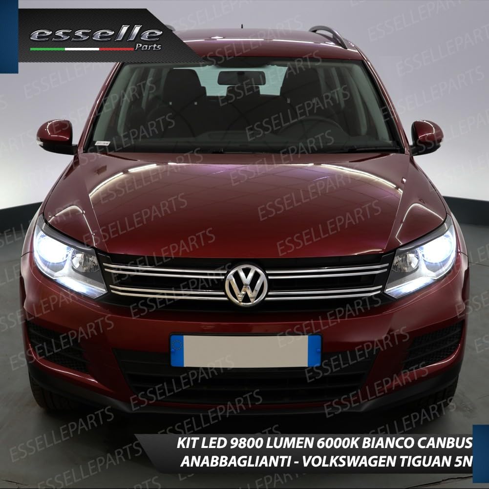 Kit Full LED H7 CANBUS per VW Tiguan 5N Restyling 6000K Bianco Ghiaccio 9800 Lumen – Portalampade e Centraline Integrate – Plug & Play No Errori – Alta Luminosità