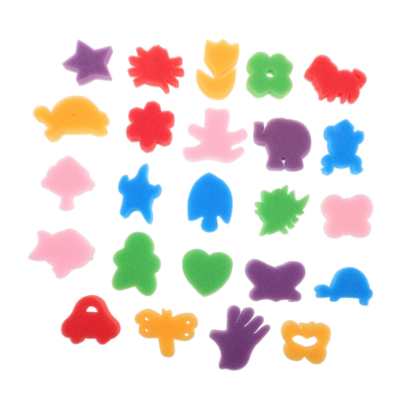 IWOWHERO 48Pcs Rainbow Ink Stamps Sponge Painting for Animal Shaped DIY Painting Tools Fun Art Supplies for Preschool and Kindergarten Activities