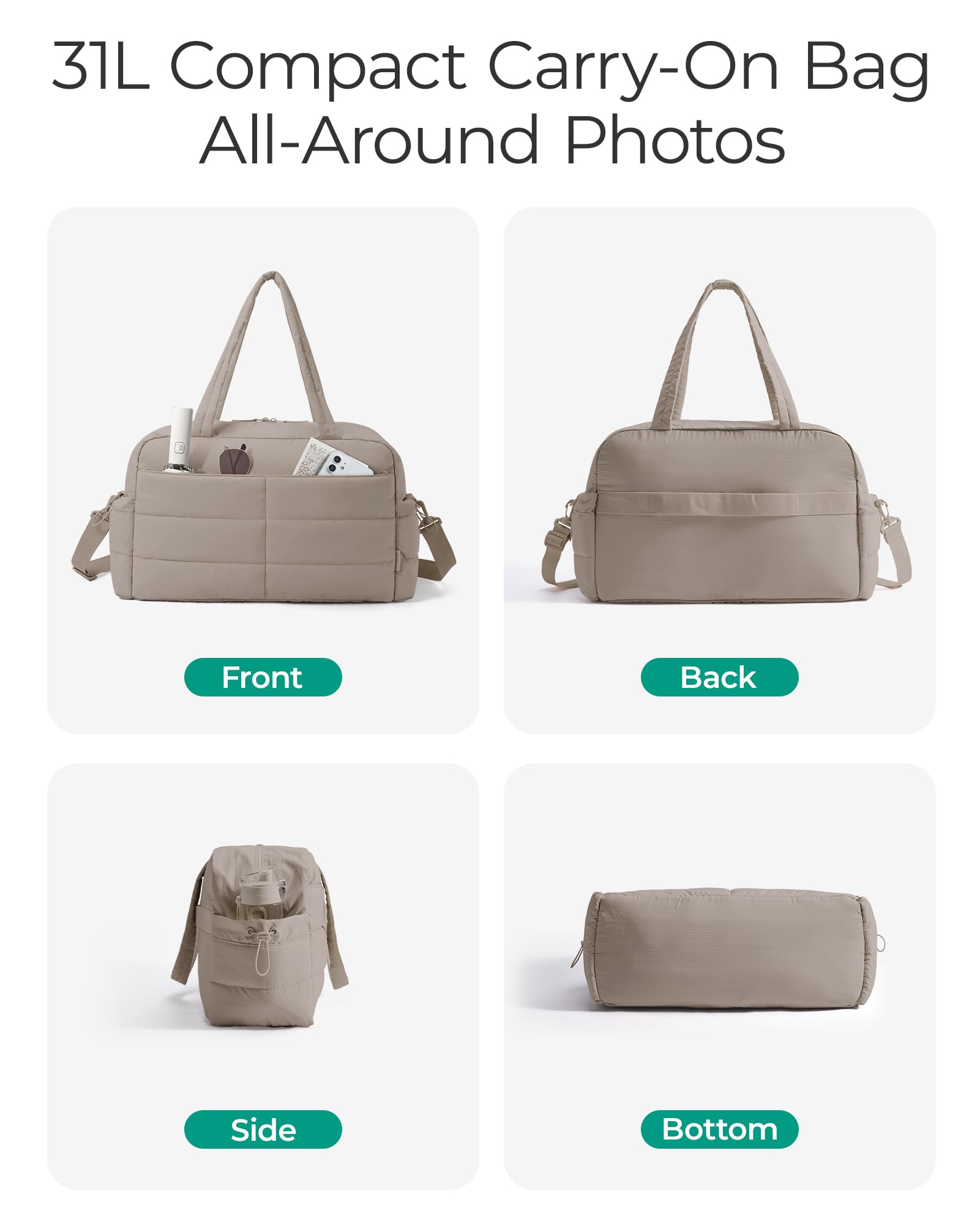 BAGSMART Gym Bag for Women with Toiletry Pouch, Lightweight Weekender Bags for Women with Wet Pocket, 31L Travel Duffle Carry On Bag, Weekender Overnight Bag for Travel,Water Resistant,Dark Pink: Camel