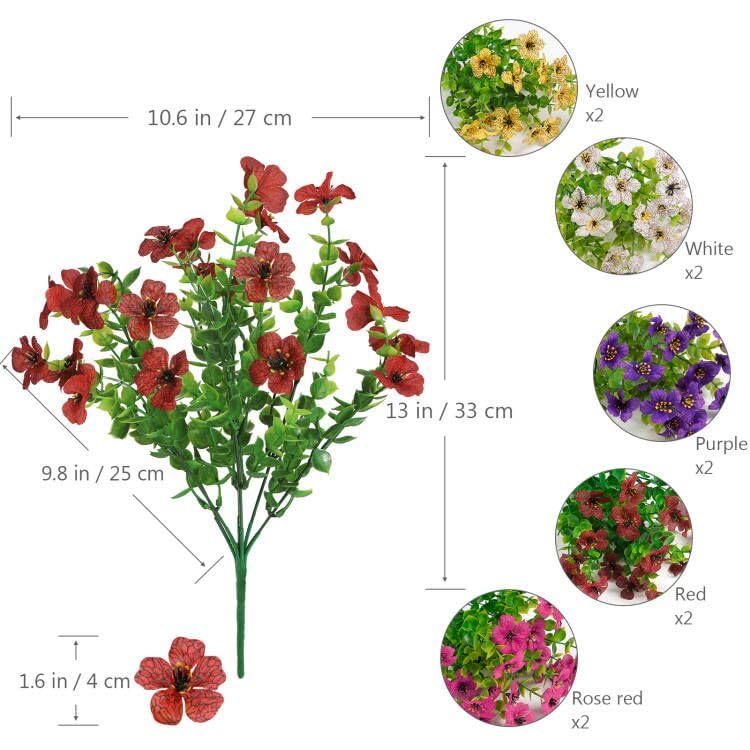 10 Bundles Artificial Azalea Flowers Outdoor UV Resistant Fake Flowers Silk Flowers Faux Plastic Plants Garden Porch Window Box Pot Decorations Spring Summer Home Decor (Mixed Colo image 3
