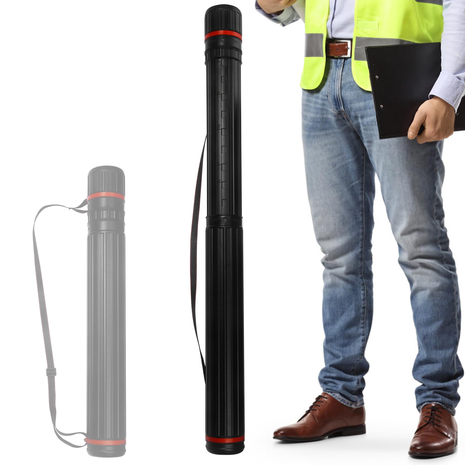 Telescoping Poster Tube Extendable 25" to 38.5" - Water-proof & Lightproof Storage Tube for Artwork Documents Blueprints Maps - Protective Storage