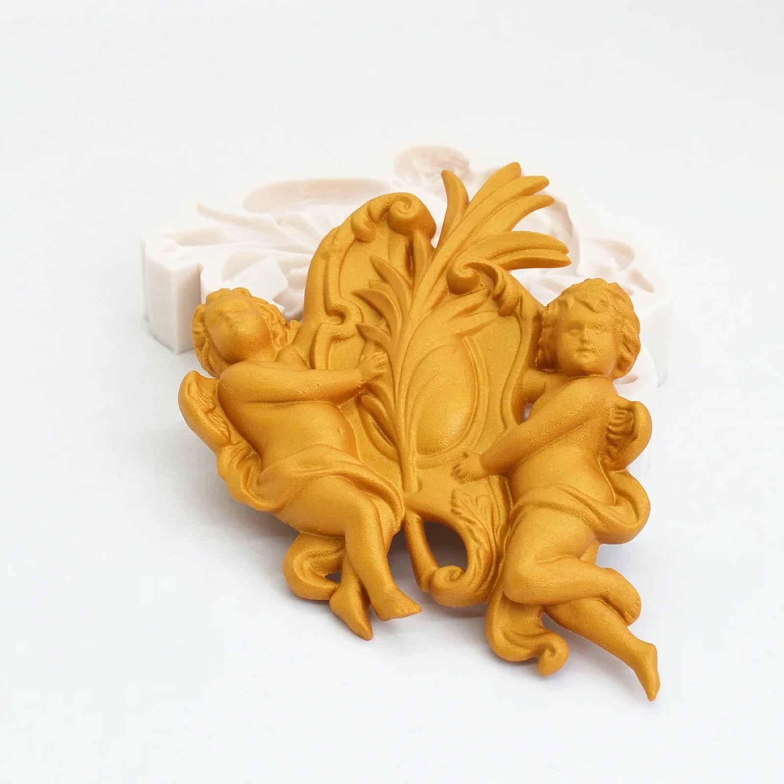 Moldes de silicona para manualidades, molde de tartas, 14,6 x 10,8 x 2,3 cm, molde de silicona con plumas de ángel, herramientas para hornear pasteles, decoración de alivio de chocolate, caramelos y