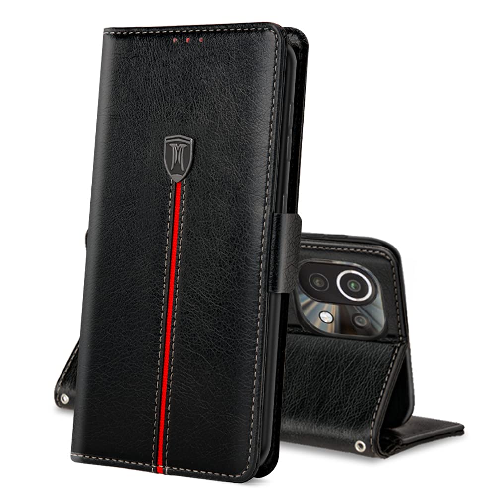 Case for Xiaomi Mi 11 Lite 5G / 4G, Magnetic Flip Leather Wallet Book Full Protection Phone Cover, Thin TPU Bumper Silicone Folio Stand Case, Shockproof Phone Case for Mi 11 Lite 4G / 5G Black
