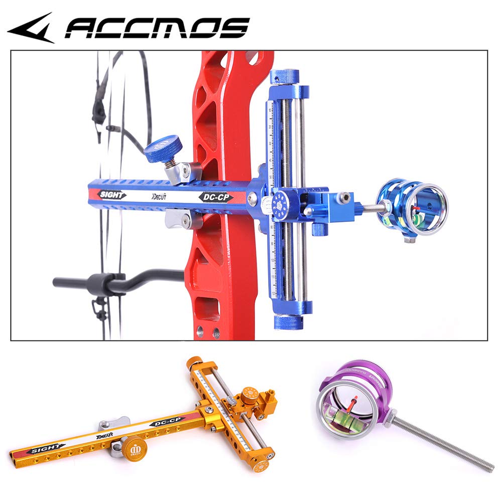 ACCMOS Tiro al Arco Mira de Arco Compuesto con 4X 6X 8X Sight Pin para Arco Compuesto Caza Disparo Aiming Arco Accesorio (purpler 6X)