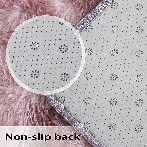 Wegital Fluffy Area Rug Living Room Bedroom Rug Kids Room Carpet Plush Large Rug Room Decorative Tie-Dye Rugs 80x160cm Dark pink - Image 4