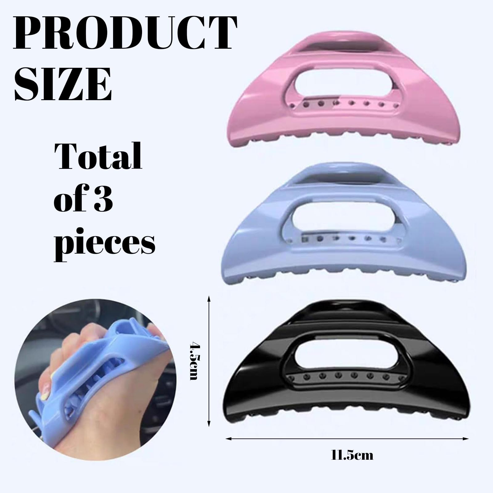 Muorruo 3 Piece Cozy Clips, ultra-soft and flexible claw clip - Image 2