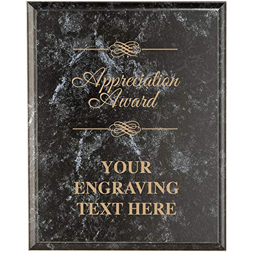 Crown Awards Corporate Appreciation Plaques - 8 x 10 Appreciation Award Black Marbleized Recognition Trophy Plaque Award