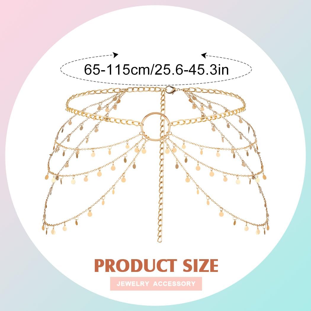 Asooll Gold Sequin Bikini Waist Chain Fashion Hip Body Jewelry Chains for Women - Image 2