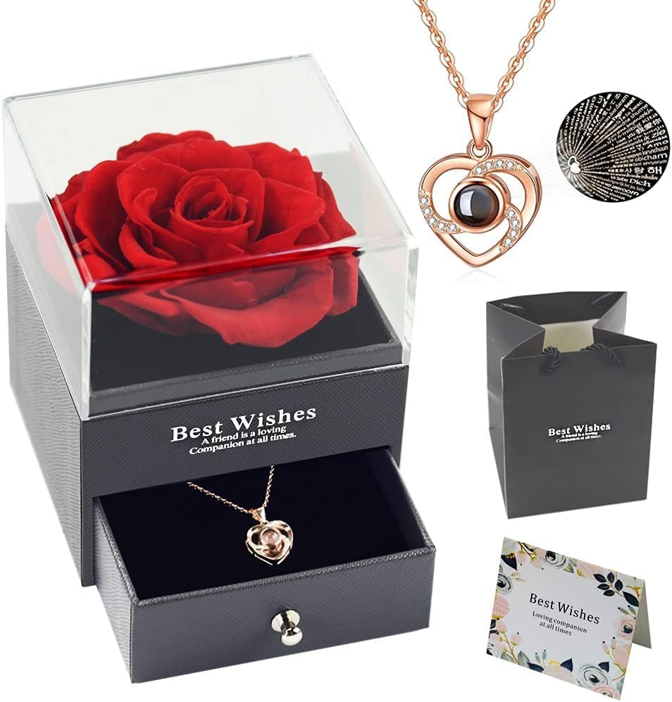 Necklace, Gift for Wife, Girlfriend, Fiancée on Valentine's Day Birthday Wedding Anniversary, Pendant With Flower Box Bag Gift Card-image-43