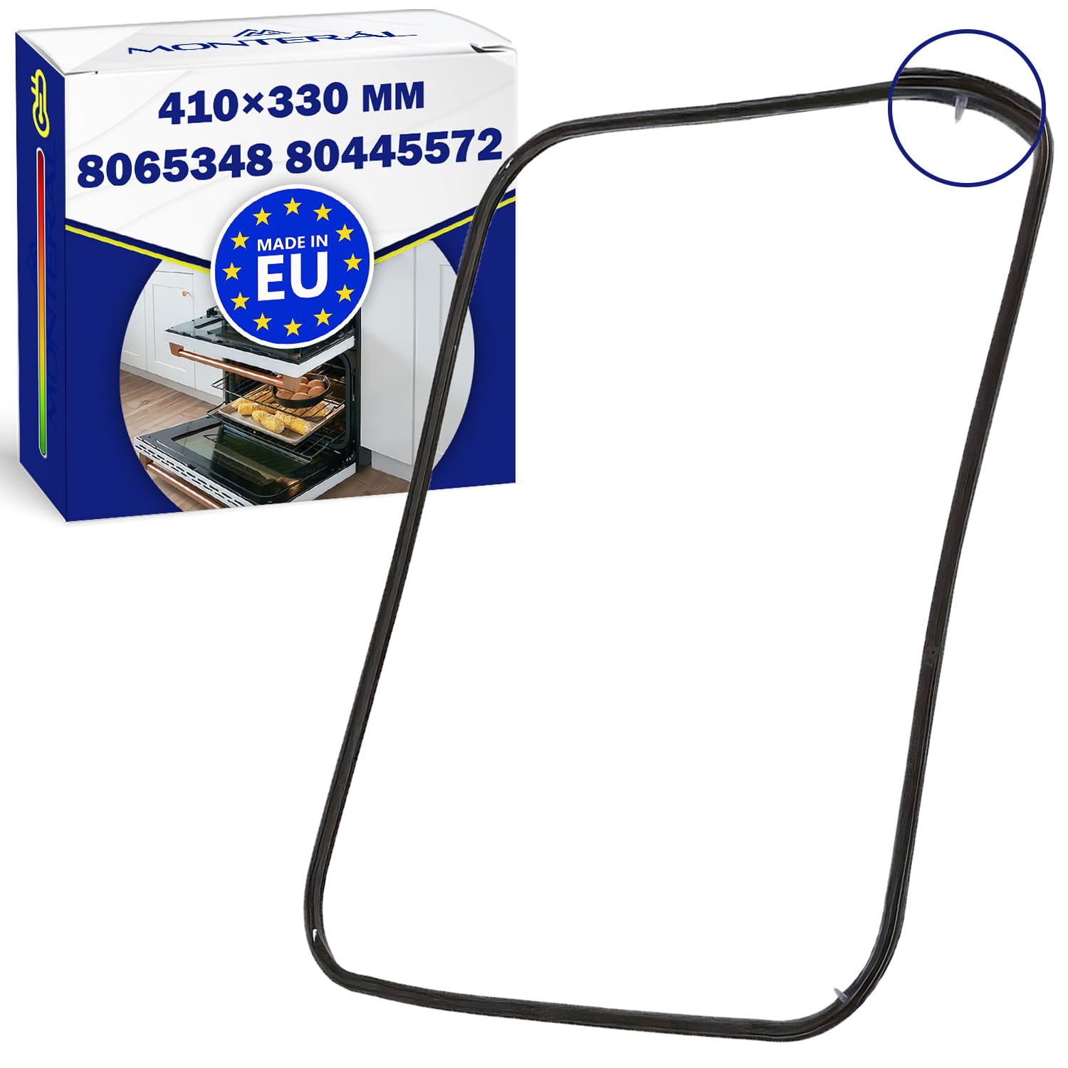 Backofen Dichtungsgummi 410x330 mm mit 4 Haken mit dem Originalcode 8065348 80445572 Backofen Dichtung für Amica für Hansa für Kaiser - MADE IN EU - Garantie 10 Jahre - MONTERAL