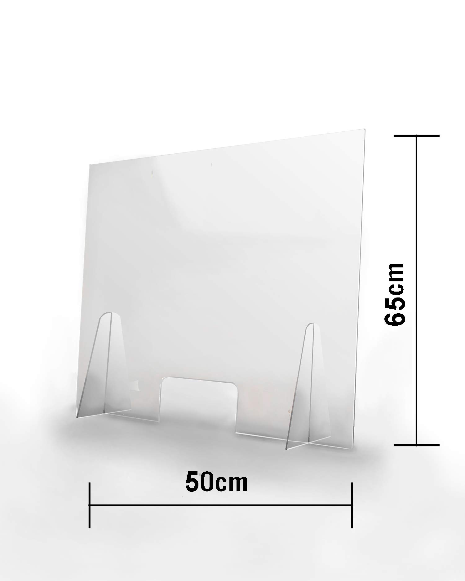Pantalla Protección Mostrador 50x65cm - PET Policarbonato Semi Transparente 4mm - Mampara para Mostradores ULTRARESISTENTE y ESTABLE - Separador Transparente Colegios Supermercados Farmacias Tiendas