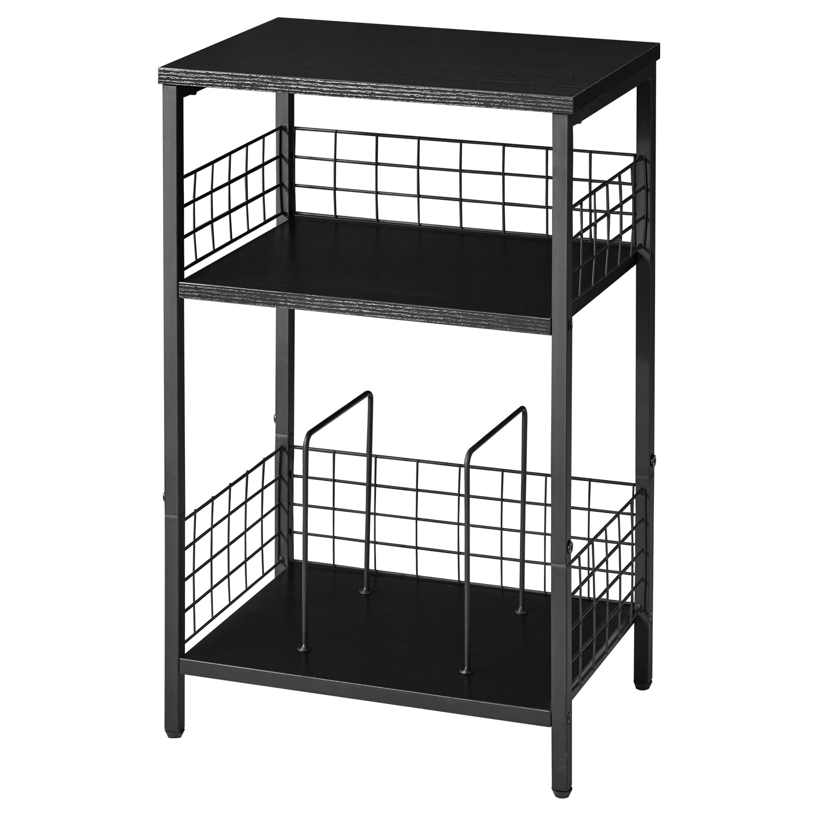 YMYNY Table de Chevet, Bout de canapé, Meuble Tourne Disque Vinyle, Table d’Appoint 3 Niveaux Rangement, Support de platine Vintage, pour Salon, Chambre, Bureau, 40×29×62.5CM Noir HST009B