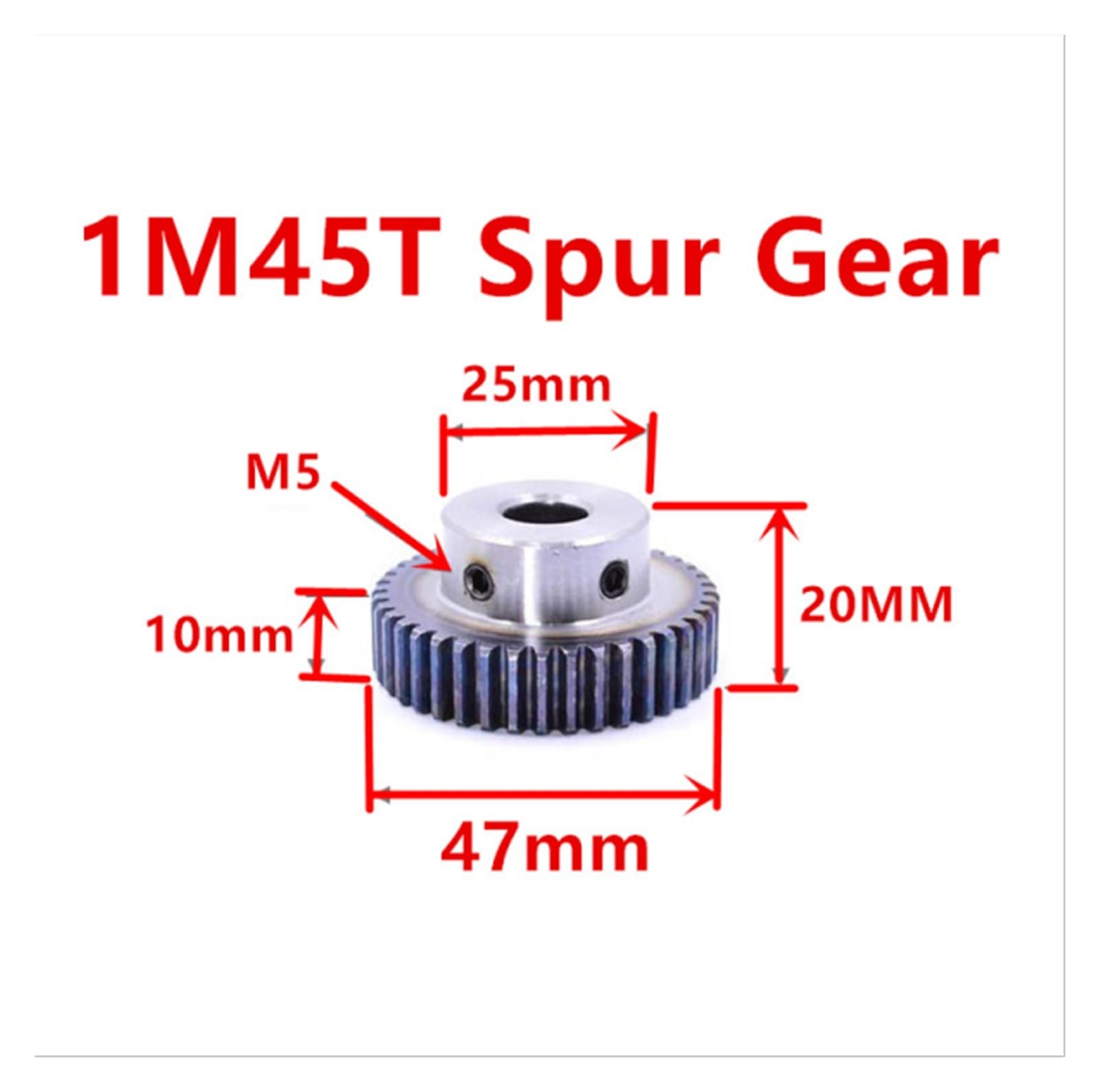 Bevel Gear Pinion Hardware Mechanical 1 Modulus Gear Rack Steel 15 * 15 * 500mm + 1PCS 1Mod 45teeth Pinion Bore Hole 6/8/10/12mm Steel #45 Gear Metal Gear(8mm Hole 45T Gear)