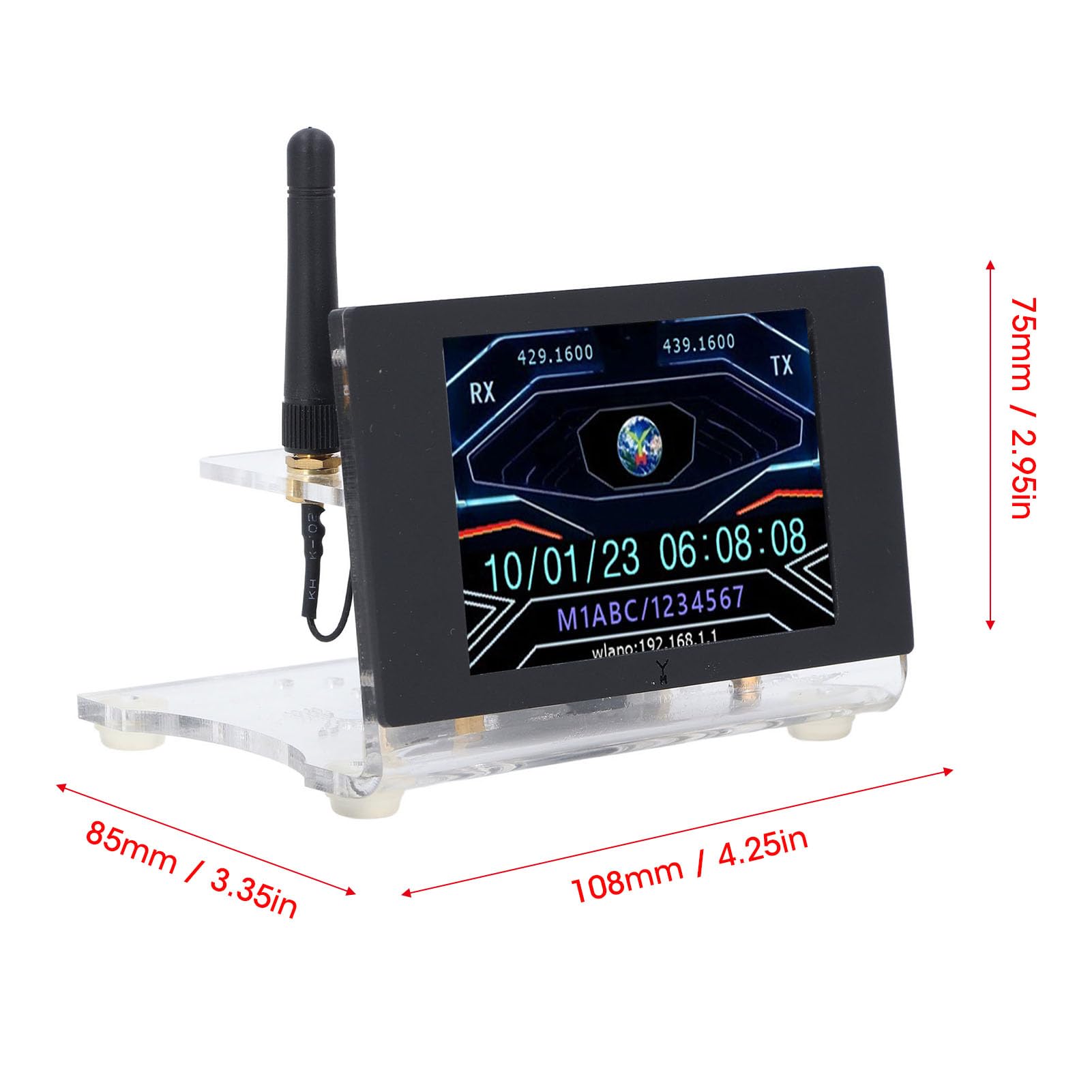 Hilitand MMDVM Digital Voice Modem 3.5 Inch Color Screen Hotspot Module, Power Supply Not Included, for Digital Voice Communication, Remote Control, Hilitand43dsonuv1t