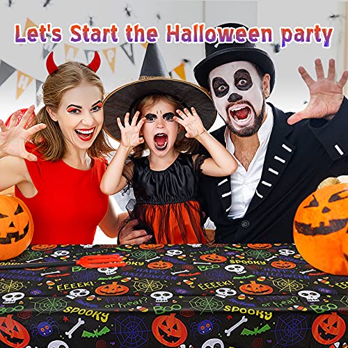 Tafelkleed Halloween decoratie, 137 x 274 cm skelet tafelkleed, waterdicht pompoen tafelkleed Halloween, rechthoekig… - Image 8