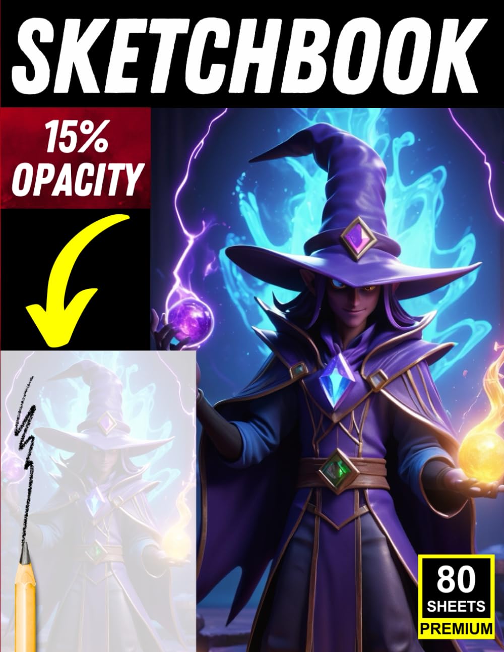 Fantasy Wizard Tracing Sketchbook: 80 Light-Opacity Pages for Character Drawing & Tracing Practice