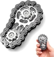 KYLOS Fidget Spinners 1 Unit, Chain Fidget Spinner Ring, Toy for Children and Adults, Metal Bicycle Gears, Stress Relief, Black, Measures 6Cm X 3.5Cm X 1.1Cm