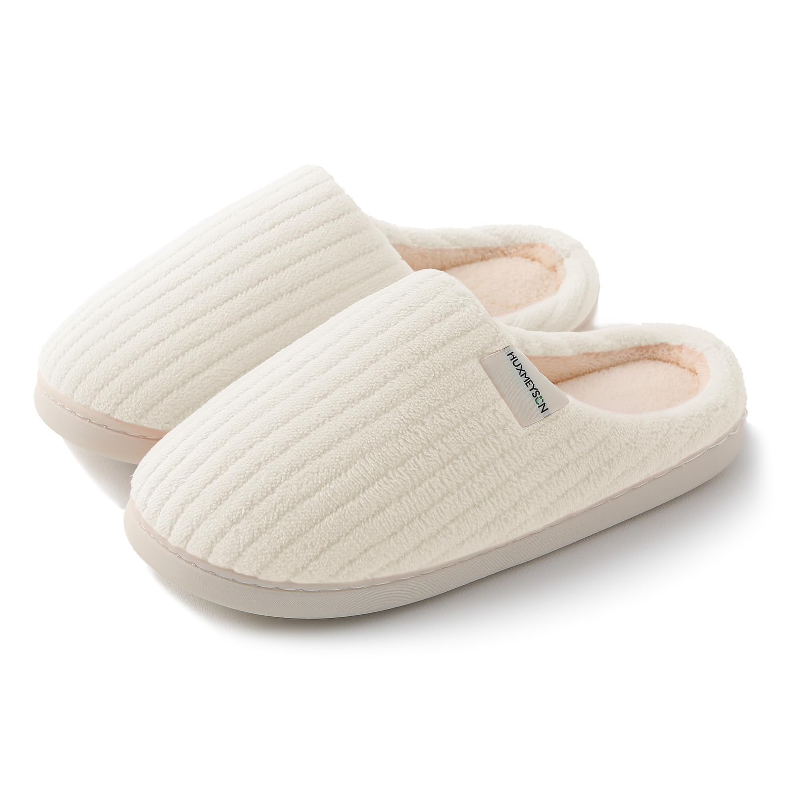 HUXMEYSON Slippers for Women, Warm Memory Foam Comfy House Slippers with Anti-Skid Rubber Sole for Indoor and Outdoor