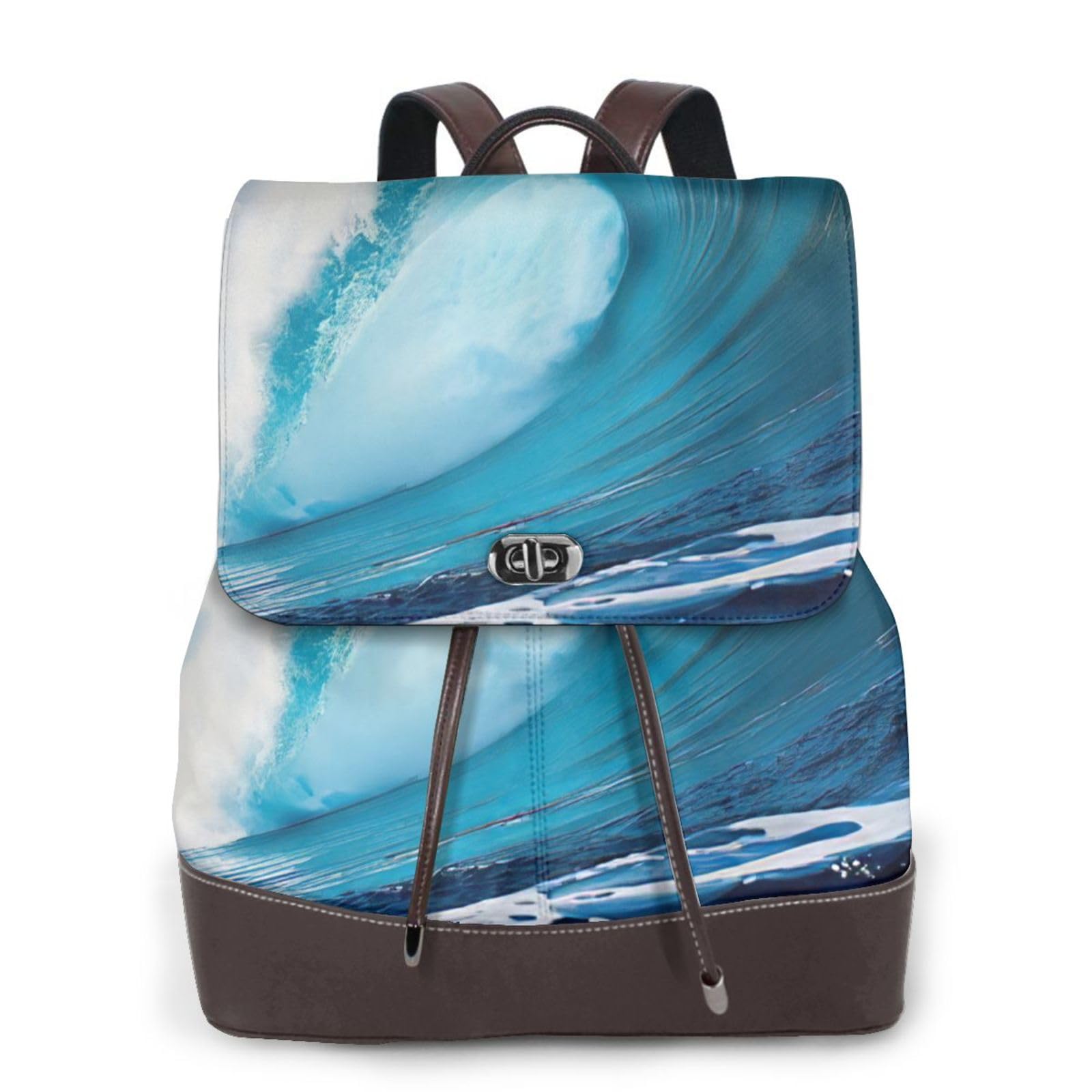 Big Ocean Wave Hd Print Modny Damski Plecak Do Podróży Pracy Codziennego Użytku Weekendowe Wyjazdy Plecak
