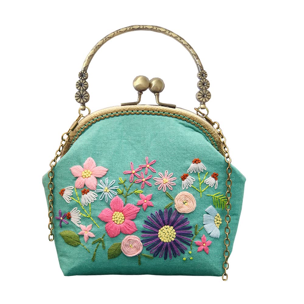 Gogobear Łatwy haft DIY torby torebka portfel torebka ręcznie haftowana torebka crossbody wiosenne kwiaty
