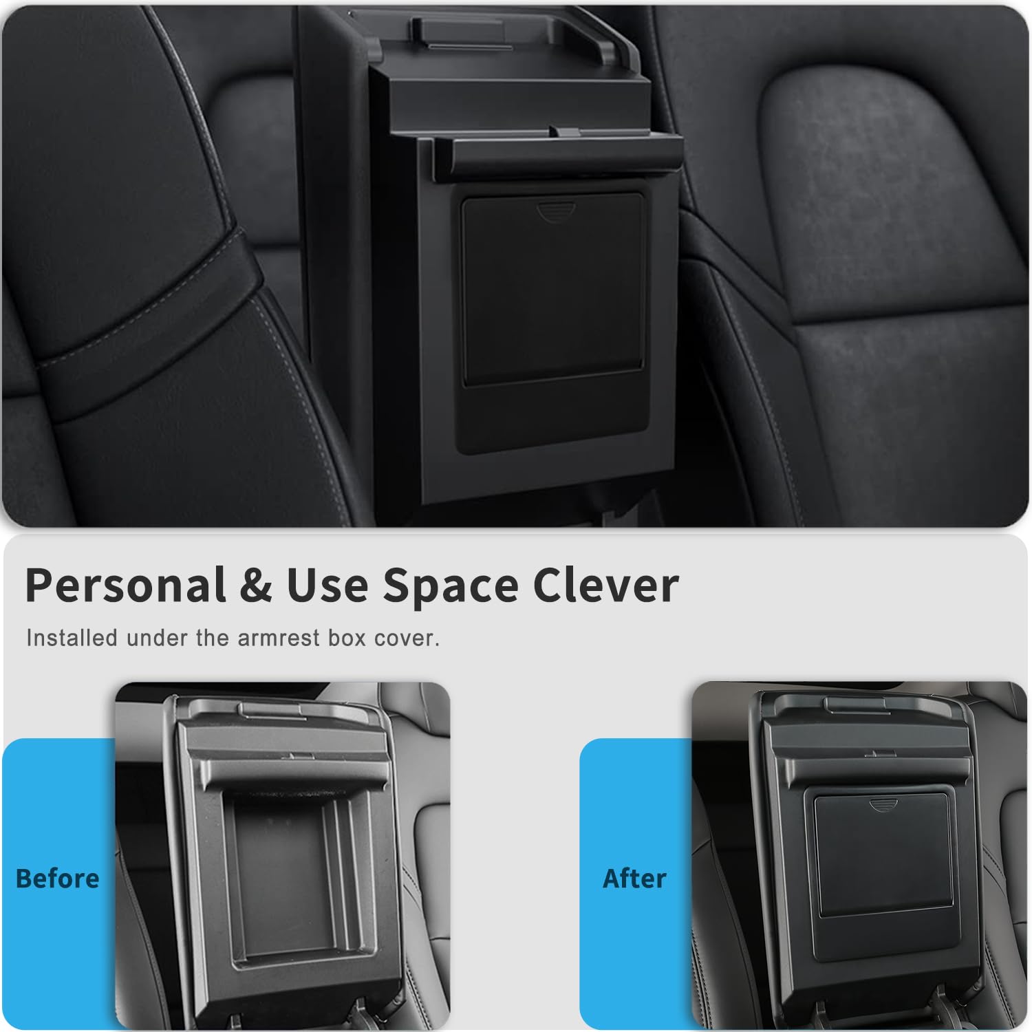 Tesla Armrest Hidden Compartment Storage Box for Tesla Model 3 Y Center Console Armrest Hidden Organizer Secret Compartment — view 2